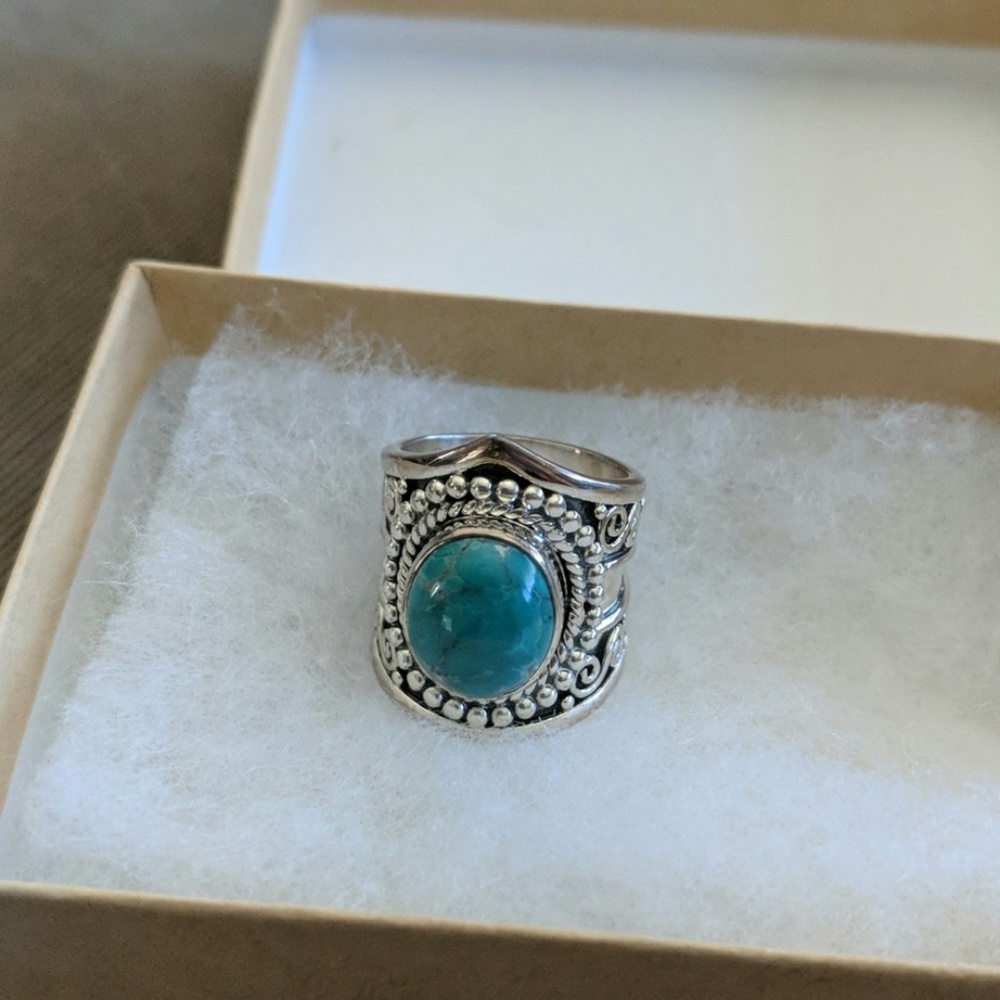 Silver and turquoise ring